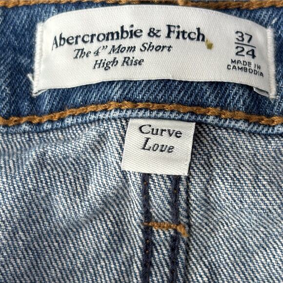 Abercrombie & Fitch 37/24 Women's 4" High Rise The Mom Cut Off Jean Shorts - Picture 8 of 8